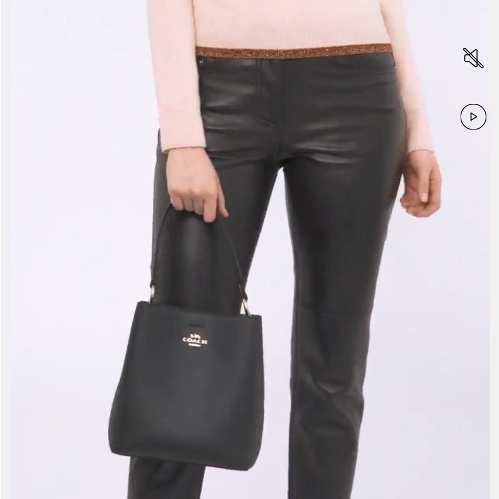 Coach Small Town Bucket Bag in Black and Oxblood inside, Hobo bag